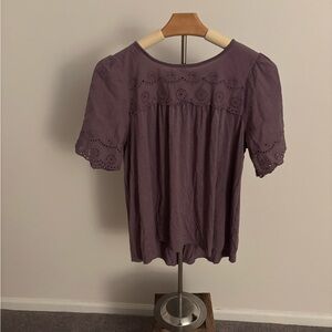 Knox Rose Purple Puff Sleeve Ruffled Blouse